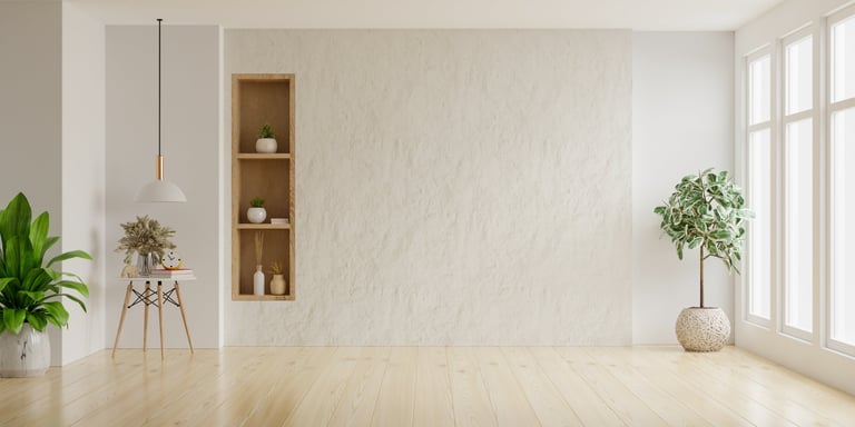 Empty living room minimal with modern Scandinavian and minimalist interior design